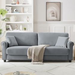 Brand new 82.58' Velvet Sofa ( Color Light Gray Velvet