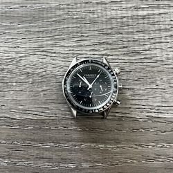 Corgeut Chronograph Speedmaster Style Watch – Black Dial – Cracked Crystal – For Repair