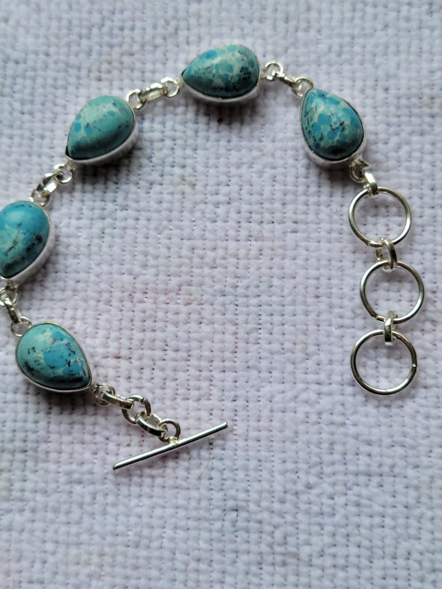 Turquoise And Sterling Bracelet