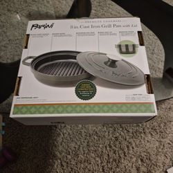 Parini 8 In. Cast Iron Grill Pan With Lid