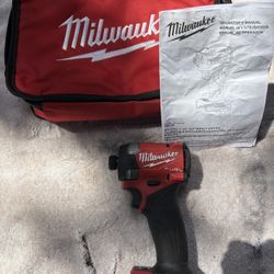 MILWAUKEE FUEL 18V Li-Ion Brushless 1/4" Hex Impact Driver 4GEN -2953-20-Tool Only, Clean, New Canvas Bag