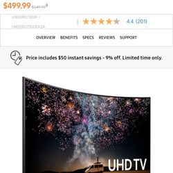Samsung curved 55” 4KUHD Smart TV