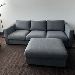 IKEA Finnala Gray Couch & Finnala Gray Ottoman 