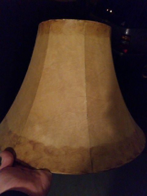 It is a lamp shade it looks like leather but I don't believe it is