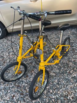 2 Vintage Dahon 5 Speed Folding Bike Bicycle 16" Tires Disc Brakes