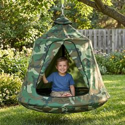 Hanging Tree Tent, Hanging Tent Indoor Outdoor 45 H x 44 Diam, Portable Waterproof Play Tent w/LED Lights String, Tree House Swing Pod, Hangout Huggle