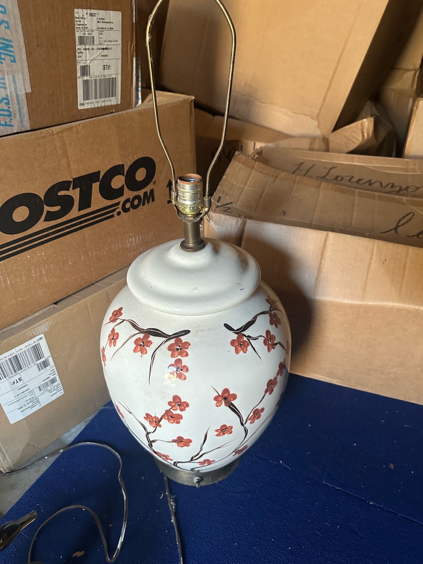 Vintage Chinese Porcelain Ginger Jar Table Lamp With Floral Design