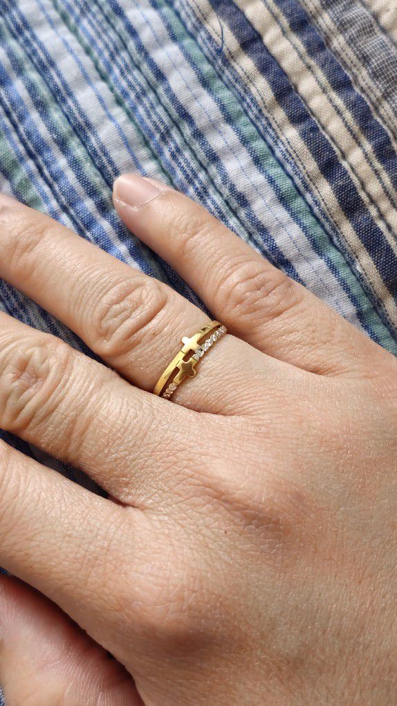 18K Solid Gold Two Tone Ring