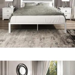 White Medal Queen Bed Frame 