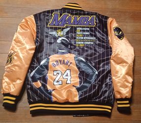 Kobe Bryant Coat Jacket Size Small Headgear Satin Bomber Stats Los Angeles Lakers 