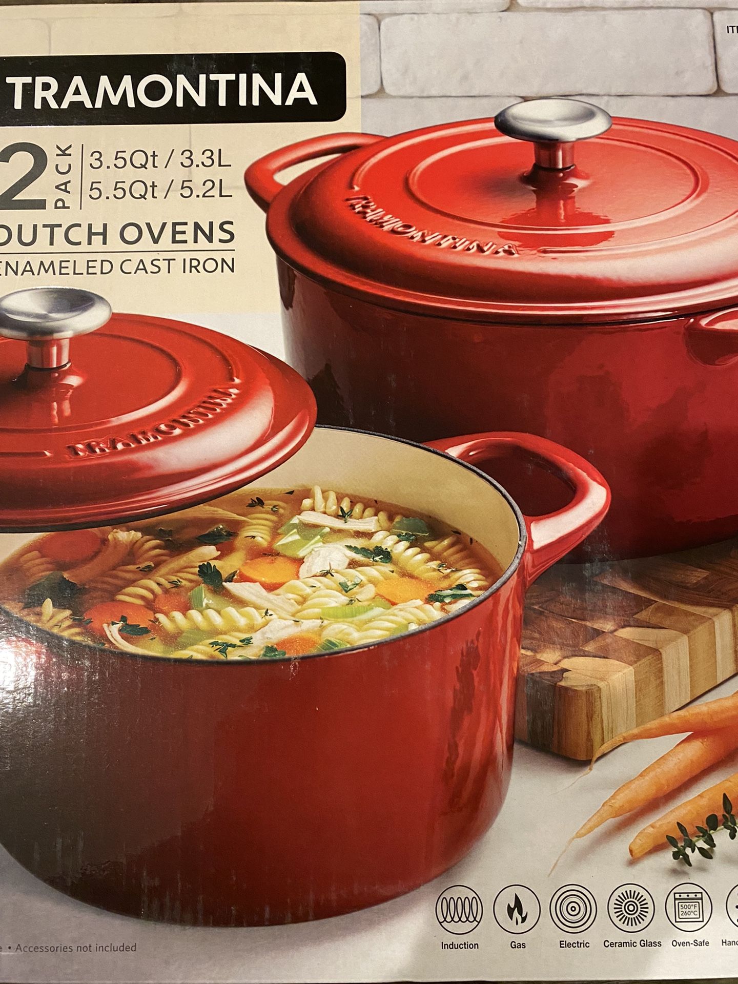 Tramontina 5.5 Quart Cast Iron Dutch Oven - Red