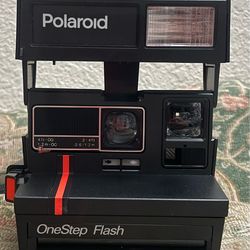Vintage Polaroid Camera OneStep Red Stripe Flash Camera with strap