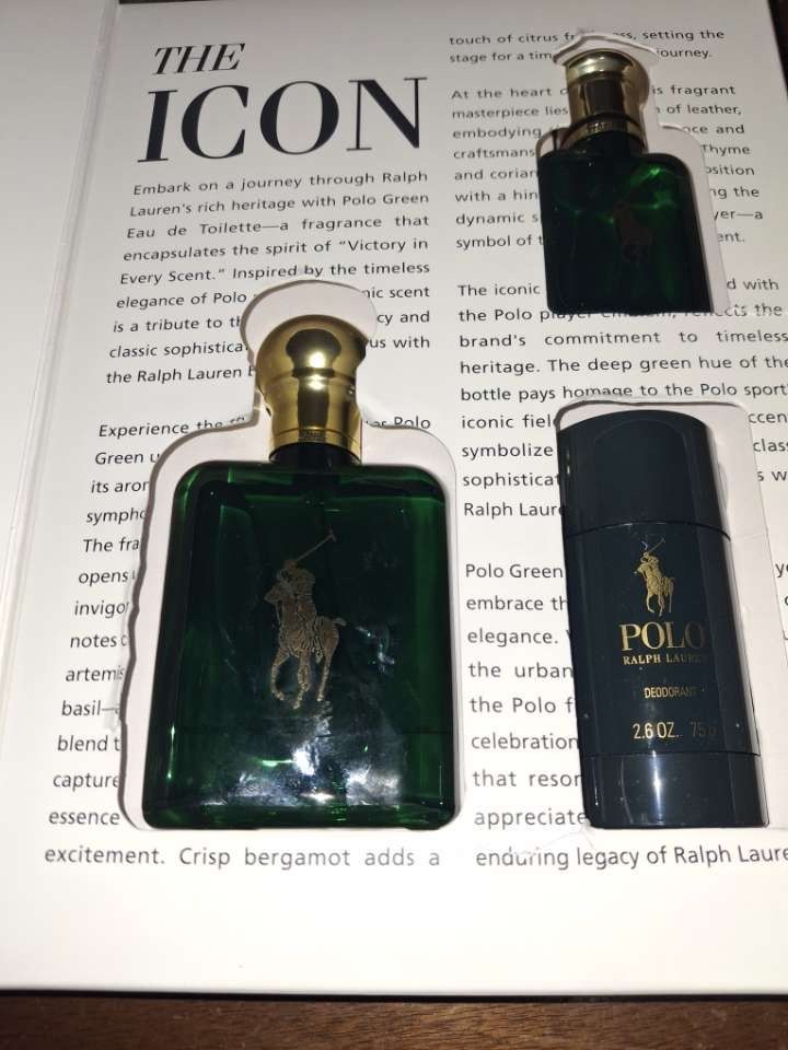 3pc SET of POLO GREEN By RALPH LAUREN 4.2oz 1.36oz EDT SPRAY & DEODORANT STICK