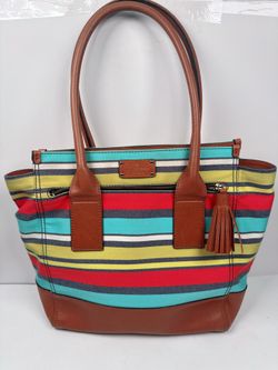 Kate Spade New York Linda Key Wesr Multi Strip Brown Shoulder Bag