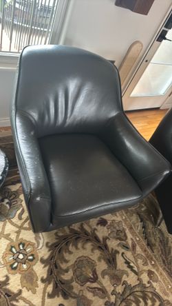 Two Black Leather Swivel Chairs
