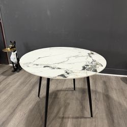 Lexxi Round Stone Top Metal Base Dining Table
