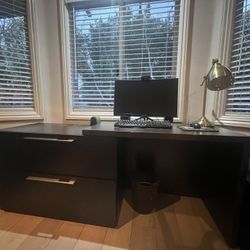 Expanding Desk And Book Case For Sale, Dark Brown Color 