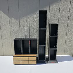 CD Storage Towers And Vintage Retro Faux Wood Drawers