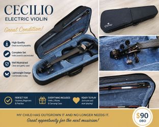 Cecilio Electric Violin with Case & Bows – Great Condition – $90