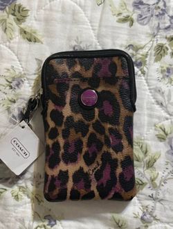 Coach wallet small size with wristband cheetah print