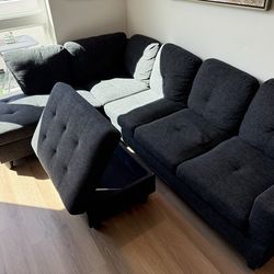Dark Gray Sectional Couch- very comfortable!