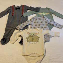 🆕 NWOT 3pk Star Wars Bodysuit and 1 First Impressions onesie Sz 6-9months