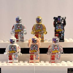 Skeleton Men Halloween Gold Transparent Black 6pc Minifigure Set LEGO Compatible