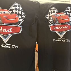 Lightning, McQueen, Mom and Dad of the birthday boy shirt