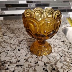 Vintage Amber Compote Dish