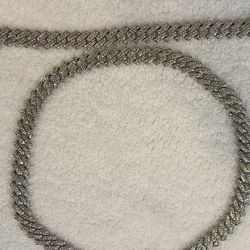 2pcs/set Necklace+bracelet Y2K Rhinestone Cuban Lozenge Link Chain Necklace