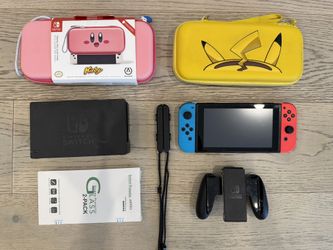 Nintendo Switch + Mario Kart + Pikachu + Kirby Case!