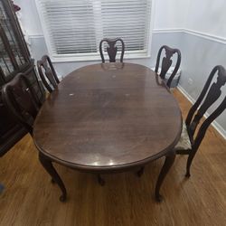 Solid Dining Table. Free! Table Has Stains And Chairs Need Reupholstered. Solid Wood