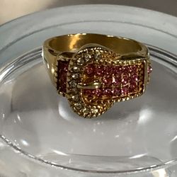 Pink Tourmaline Buckle Ring. Size 8. 