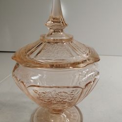 Vintage Pink Depression Glass Candy Dish