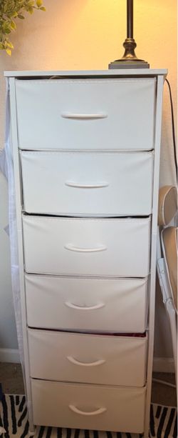 White 6-Drawer Fabric Storage Dresser