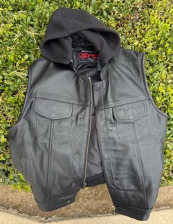 Leather Motorcycle Hoodie Vest Daniel Smart
