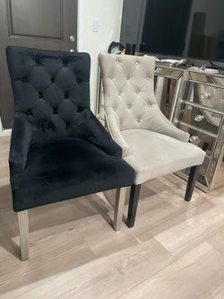 Elegant Velvet Dining Chairs – $50 Each