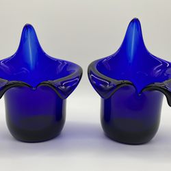 Cobalt Blue Vintage Wanda Accents Glass Vase/Candle Holder