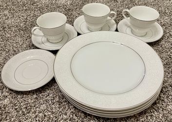 11 Pieces White Lace Brentwood Fine China-Japan-Good Condition