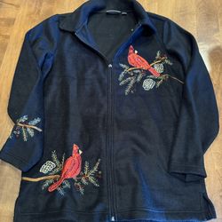 The Quacker Factory Women’s Cardinal Fleece Jacket Shipping Available
