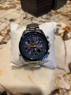 Men’s Quartz World Chronograph Style Watch Stainless Steel Blue Dial