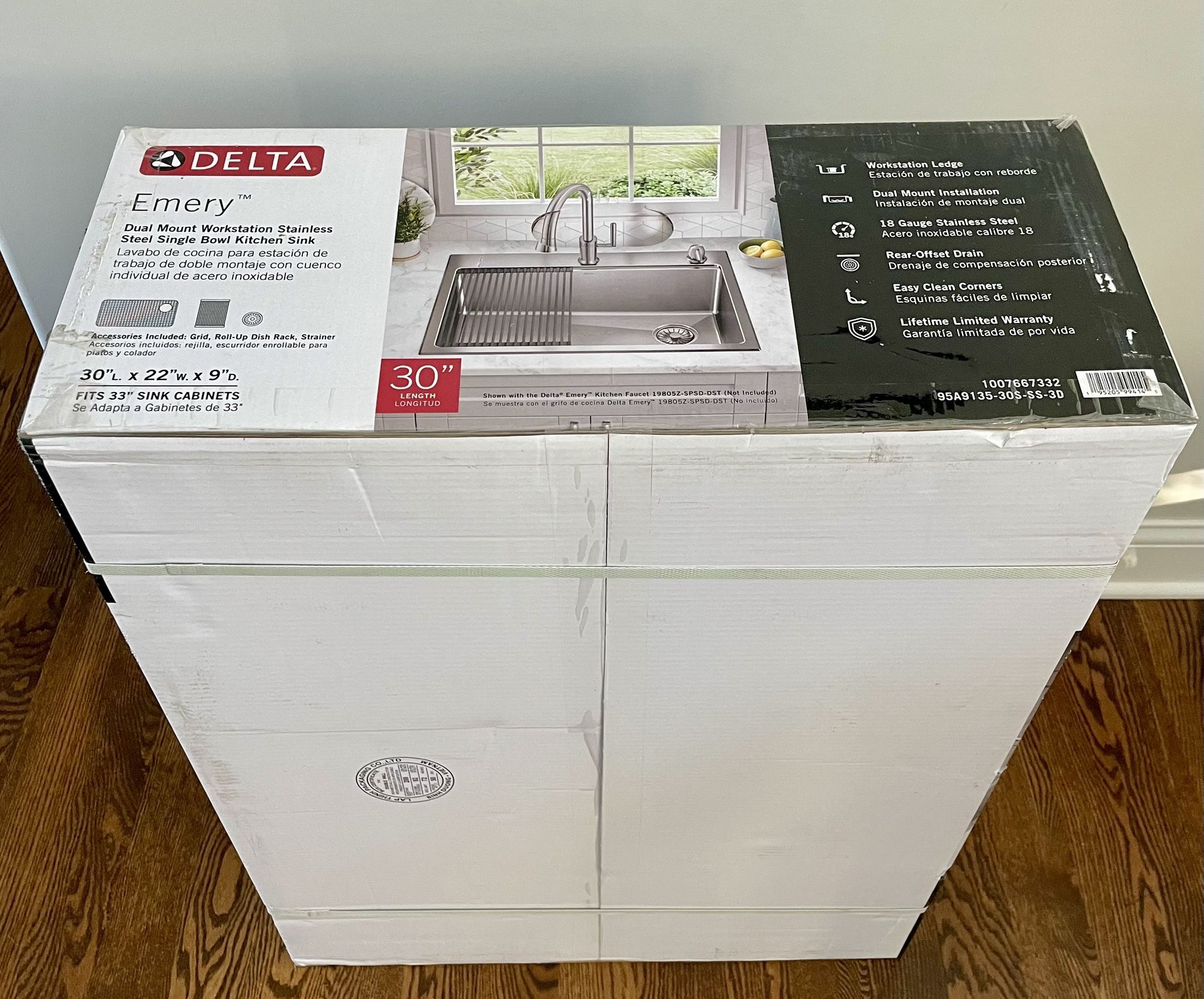 Delta Emery Stainless Steel 30 in. Single Bowl Undermount/Drop-In Workstation Kitchen Sink