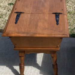 Vintage Maple Dough / Sewing Box End Table - Early American Style