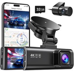 REDTIGER Dash Cam Front Rear, 4K/2.5K Full HD Dash Camera for Cars, Built-in Wi-Fi GPS, 3.16” IPS Screen, Night Vision, 170°Wide Angle, WDR, 24H Parki