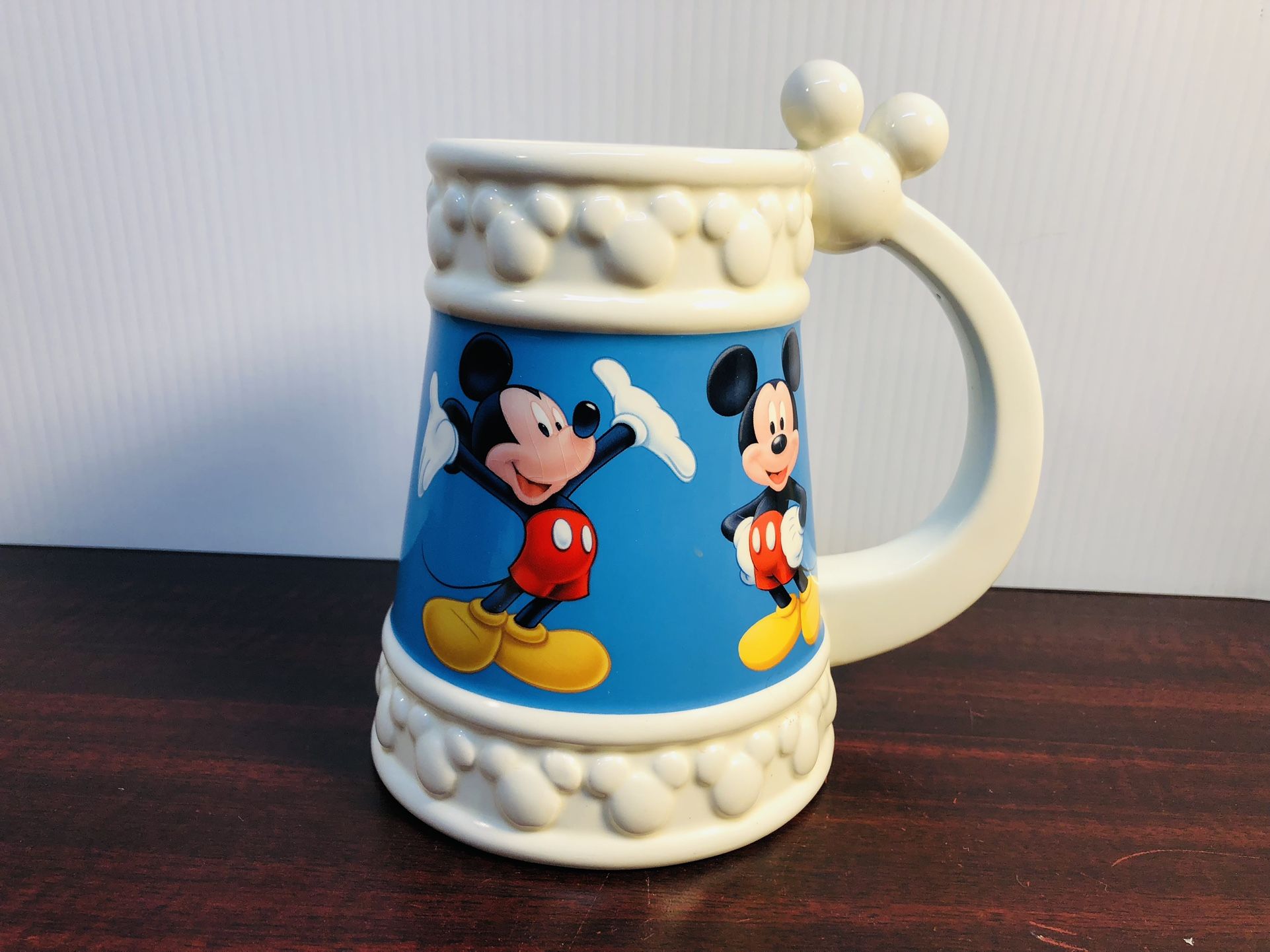 Disney Mickey Mouse Coffee Beer Stein Mug cup big handle RARE
