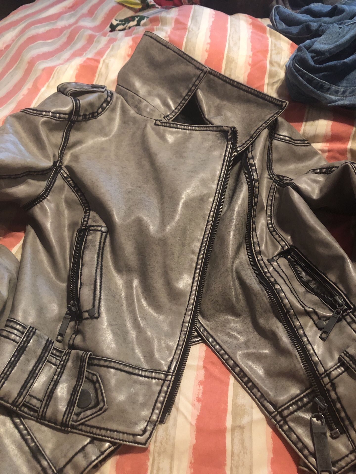Grey Motorcycle Jacket