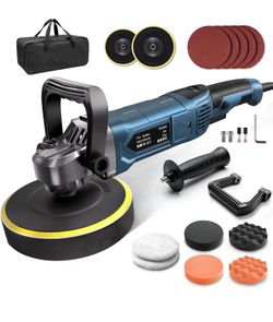 Buffer Polisher, 6 Inch/7 Inch 1600W Rotary Car Buffer Polisher Waxer, 7 Variable Speed 1000-3500 RPM, Detachable Handle for Waxing, Polishing & Scrat