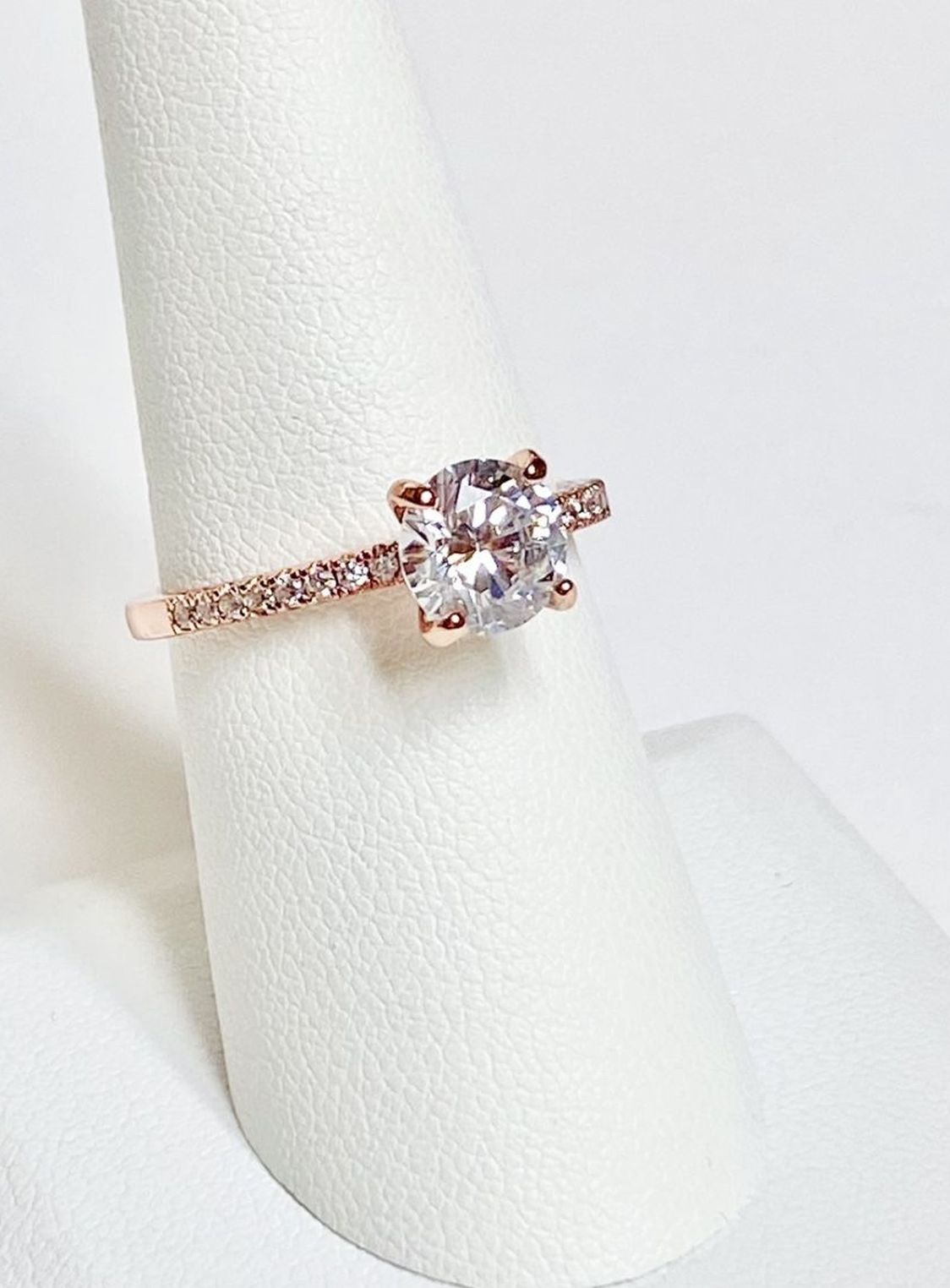 NEW! 2CT. White Topaz Round Brilliant Solitaire, Rose Gold Sterling Silver S925 Bridal Ring, Please See Details