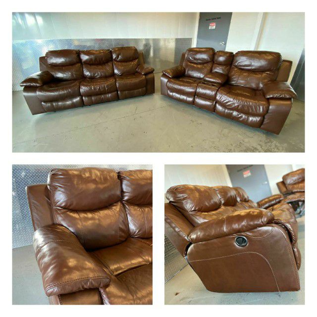 Genuine leather Recliner Set In Excellent Conditions, Delivery Available