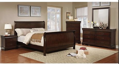 QUEEN/FULL SIZE SLEIGH BEDROOM SET WITH MATTRESSES INCLUDED NEW